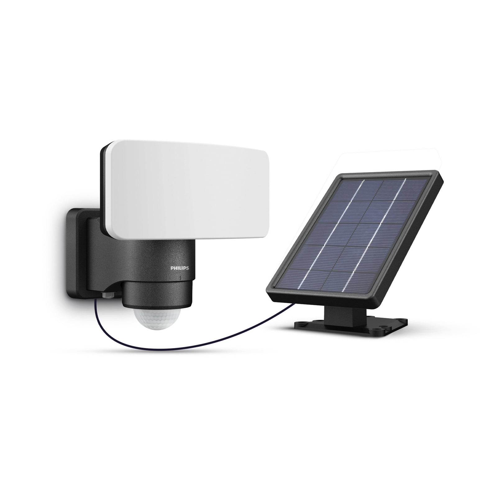 LED solcellespot Tylus med bevegelsessensor svart IP44 Philips forfra