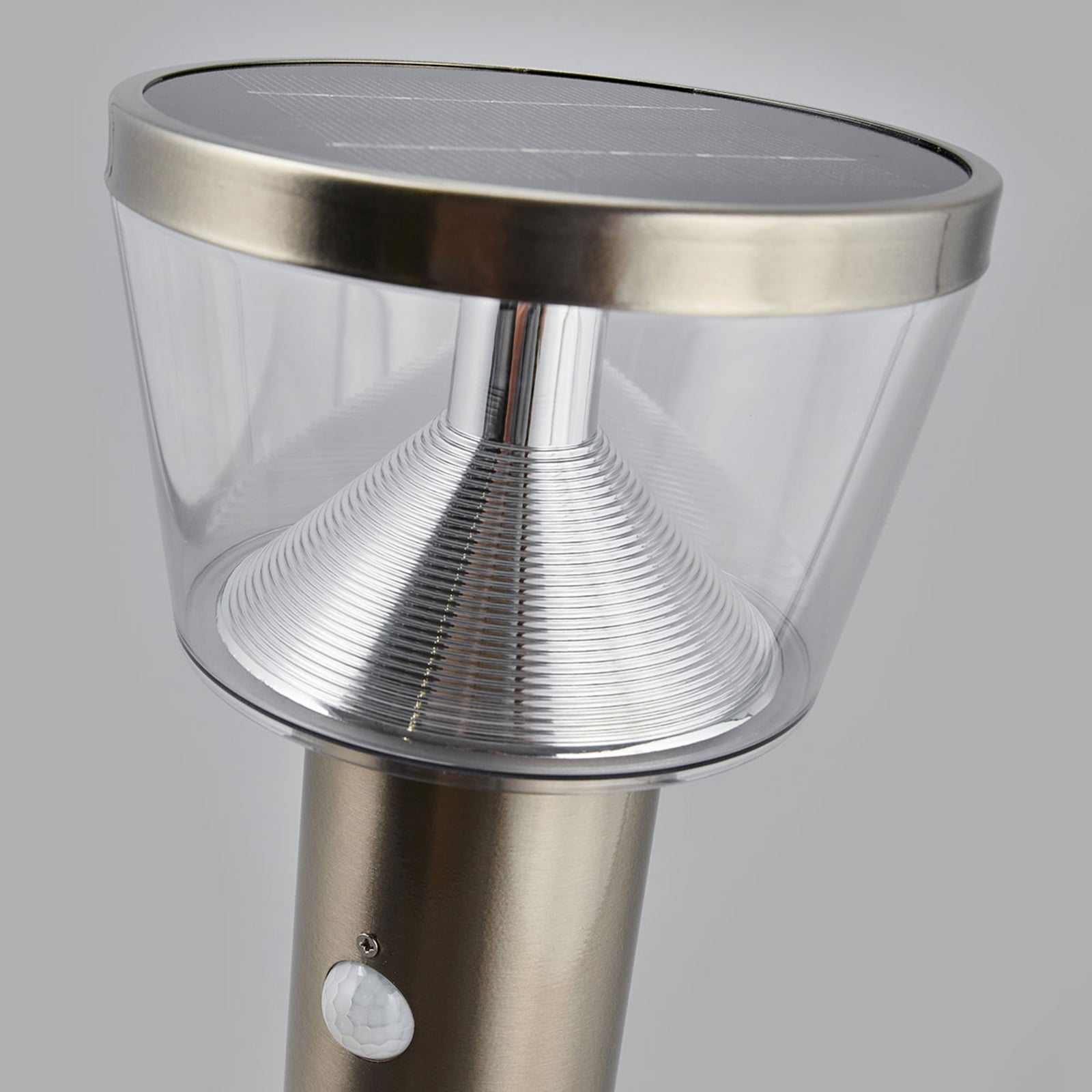 LED solcellestolpelampe Antje med bevegelsessensor IP44 reflektor detalj