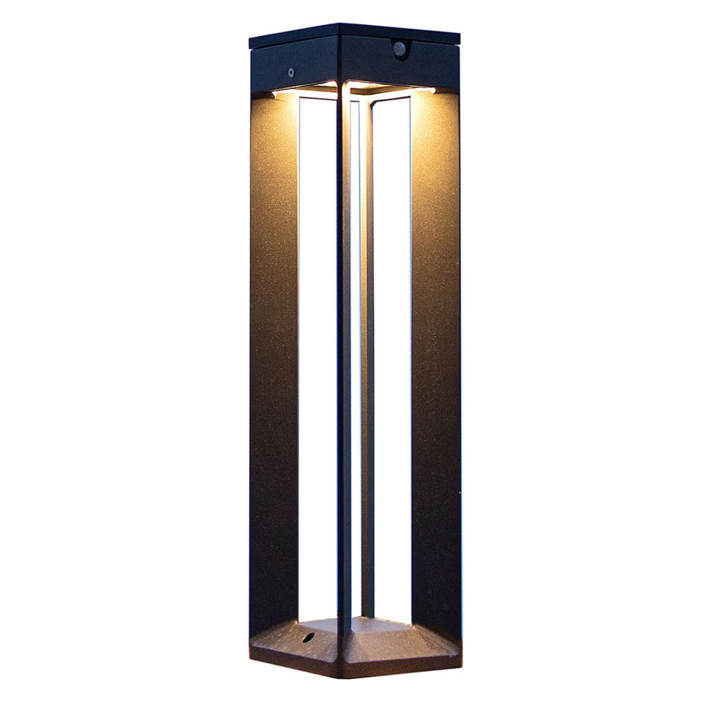LED solcellestolpelampe Borne med sensor grå 45 cm bakside