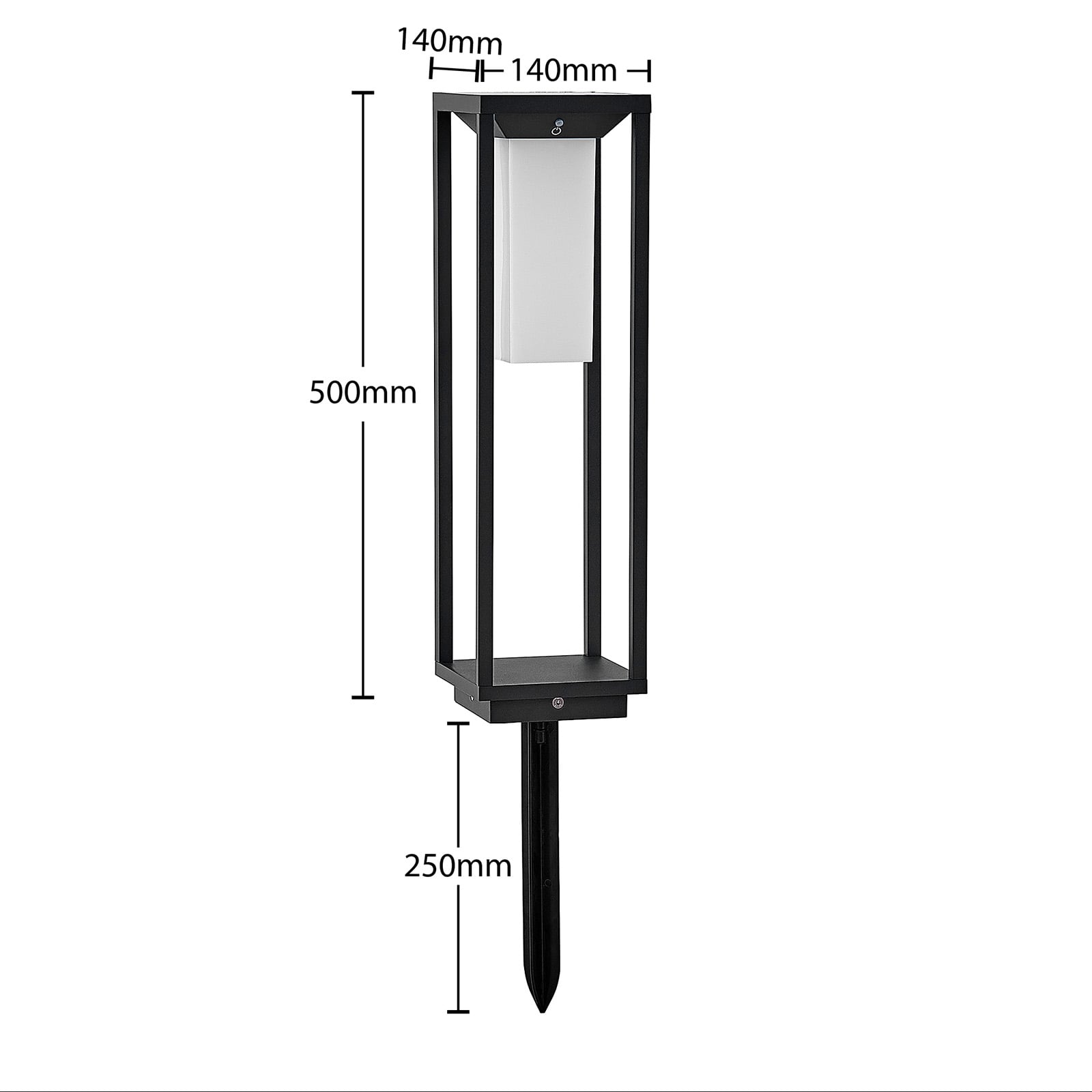 LED solcellestolpelampe Eliel 50 cm antrasitt IP54 montert i hage