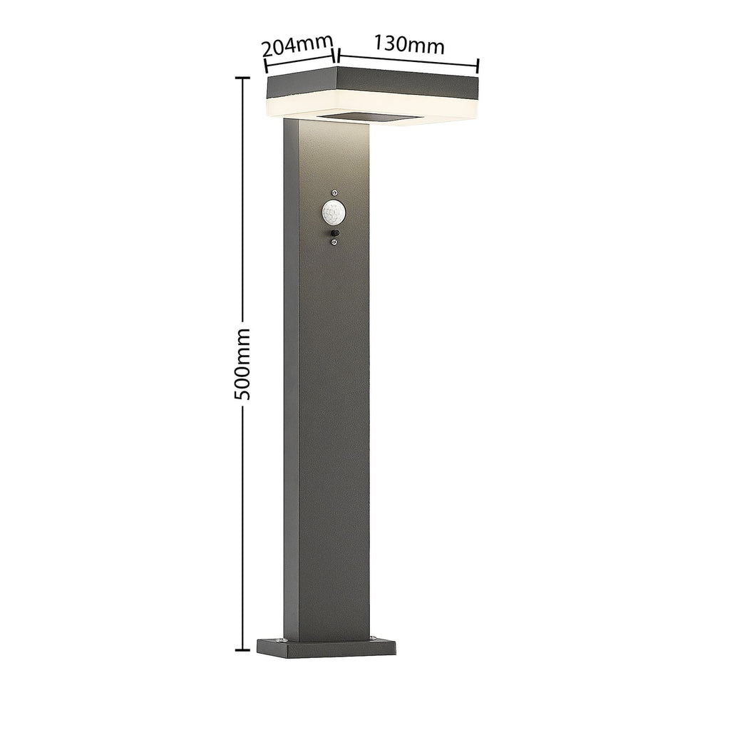 LED solcellestolpelampe Laira visning av aluminiumskropp