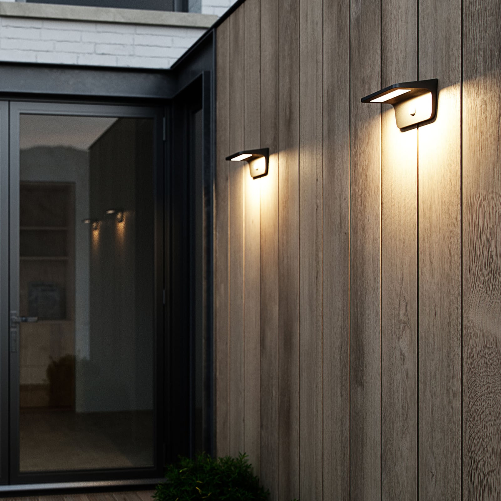LED solcellevegglampe Agena med bevegelsessensor IP44 bakside