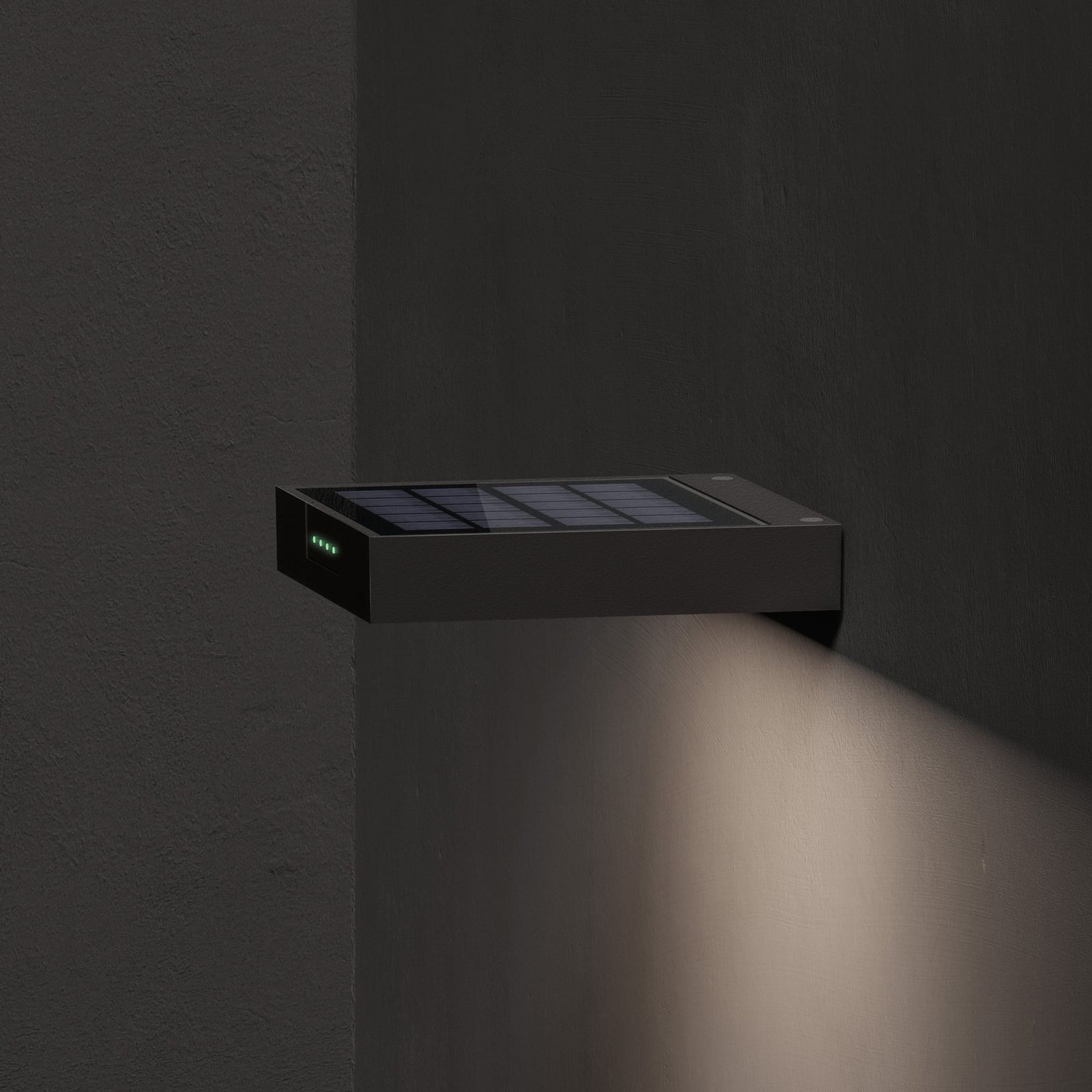 LED solcellevegglampe ALA WALL antrasitt aluminium front