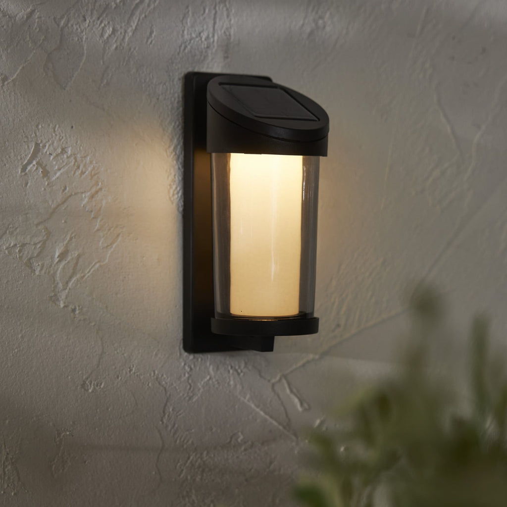 LED solcellevegglampe Alippa lanterneform svart bakside