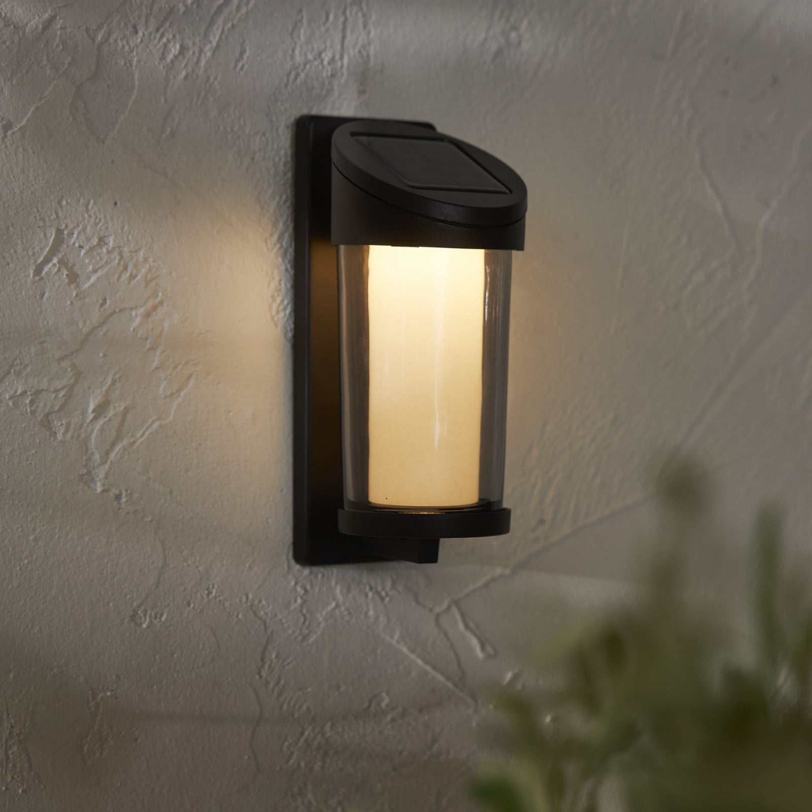 LED solcellevegglampe Alippa lanterneform svart bakside