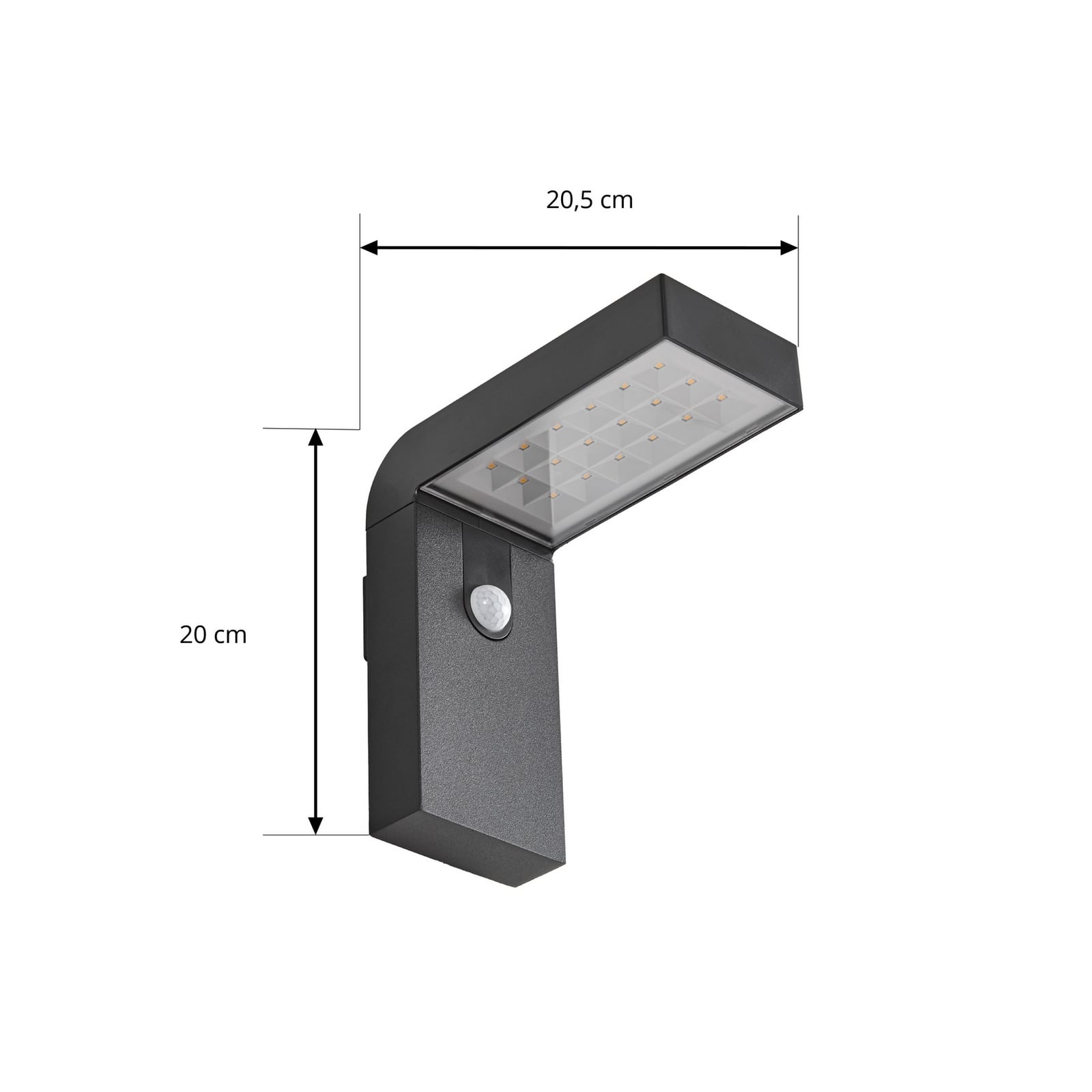 LED solcellevegglampe Aurino med sensor svart IP44 detalj