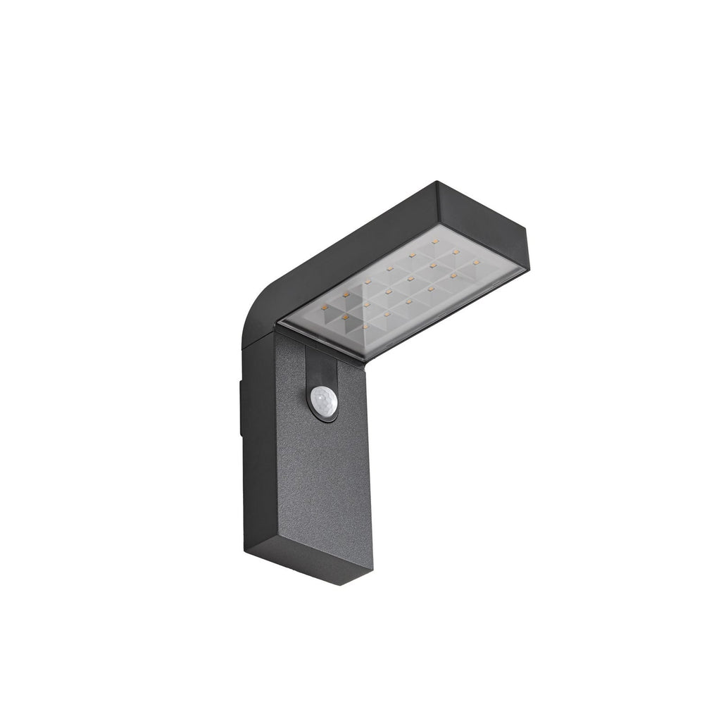 LED solcellevegglampe Aurino med sensor svart IP44 nærbilde