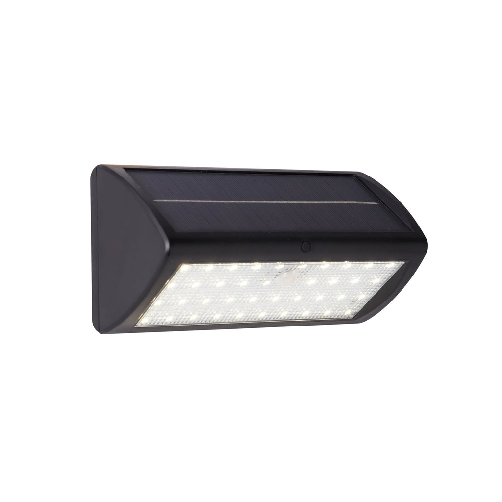 LED solcellevegglampe med bevegelsessensor svart IP44 - Searchlight forfra