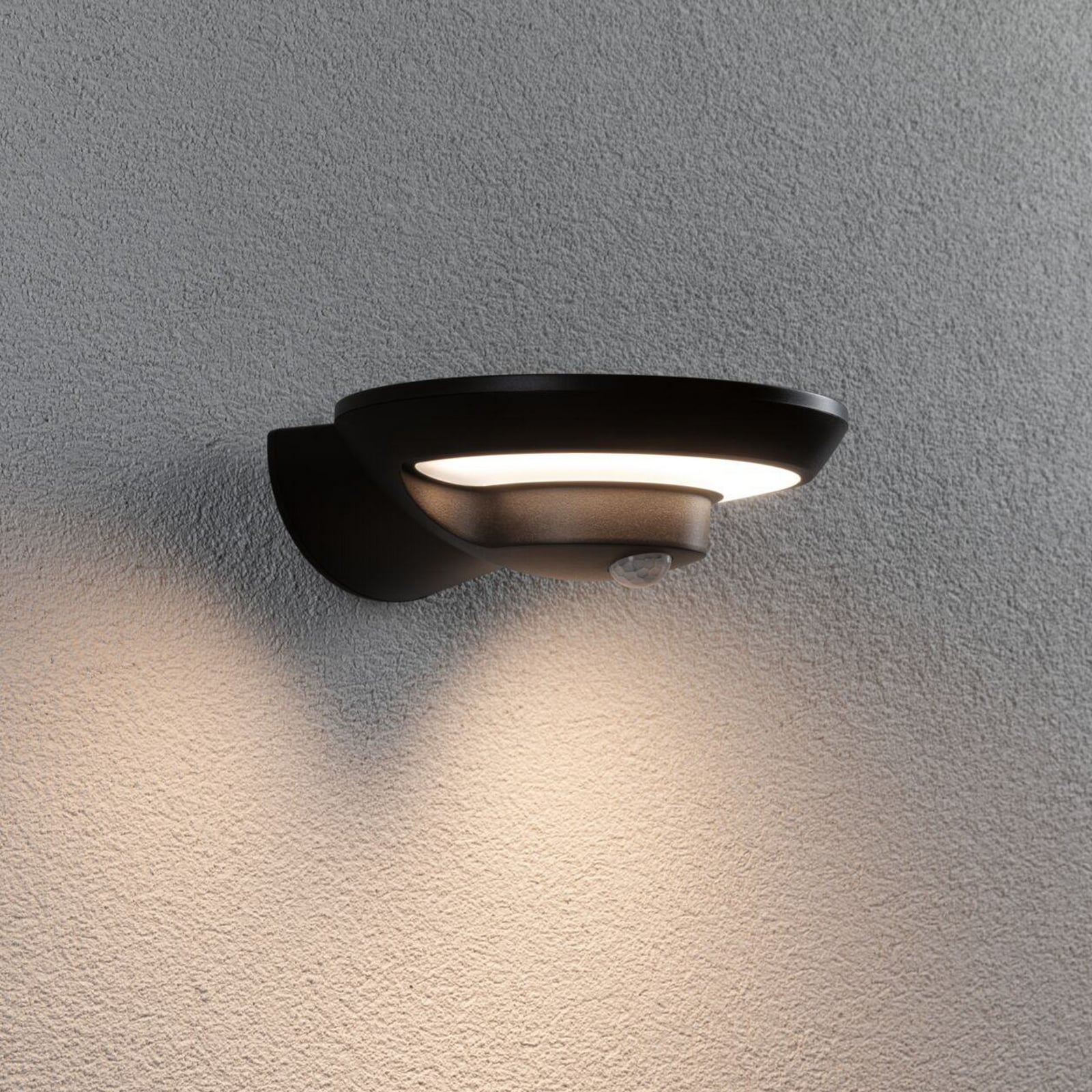 LED solcellevegglampe Bordola med bevegelsessensor antrasitt IP44 forfra