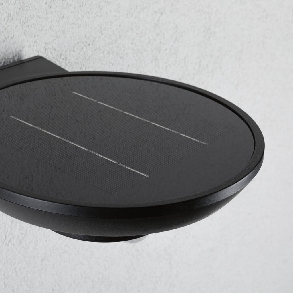 Montert LED solcellevegglampe Bordola med bevegelsessensor antrasitt IP44 i hage
