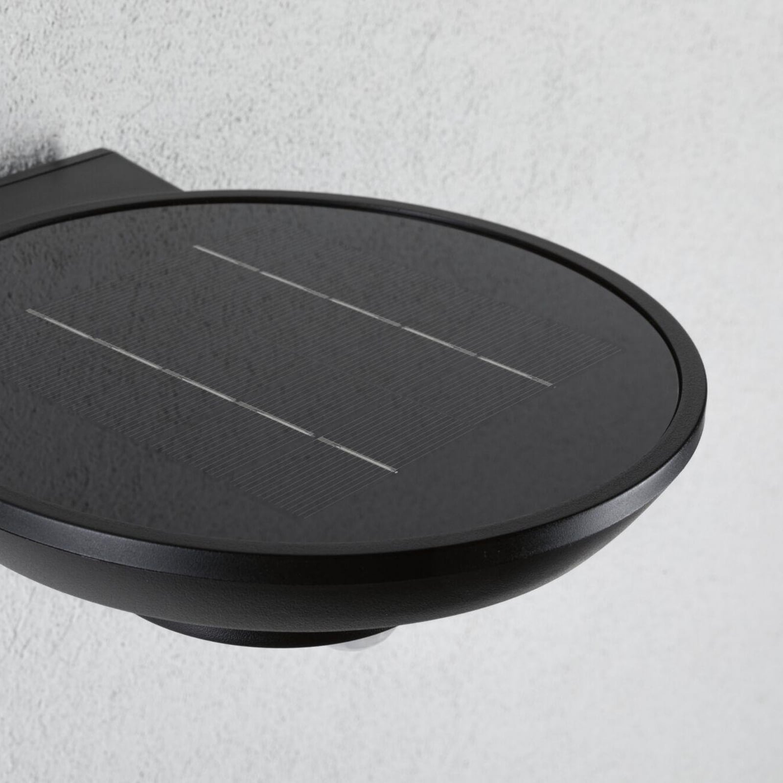 Montert LED solcellevegglampe Bordola med bevegelsessensor antrasitt IP44 i hage