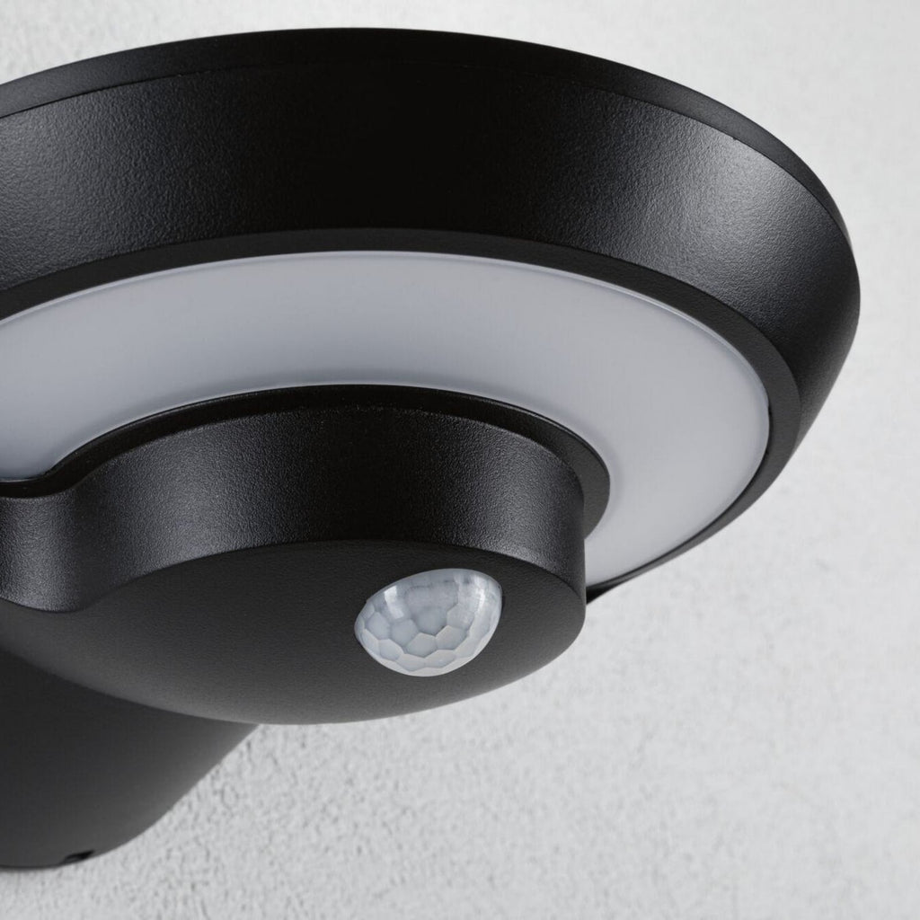 Nærbilde av bevegelsessensor på LED solcellevegglampe Bordola antrasitt IP44