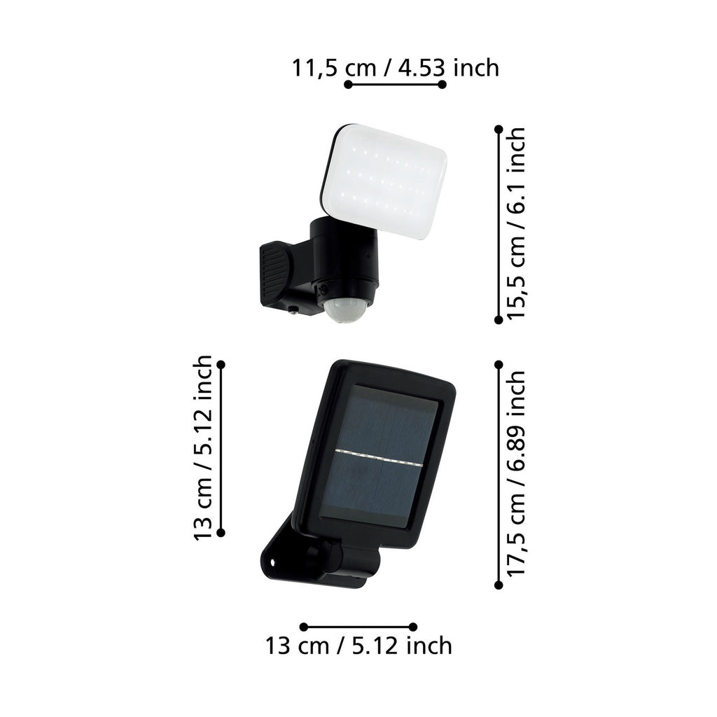 Detaljbilde av LED solcellevegglampe Casabas med bevegelsessensor IP44