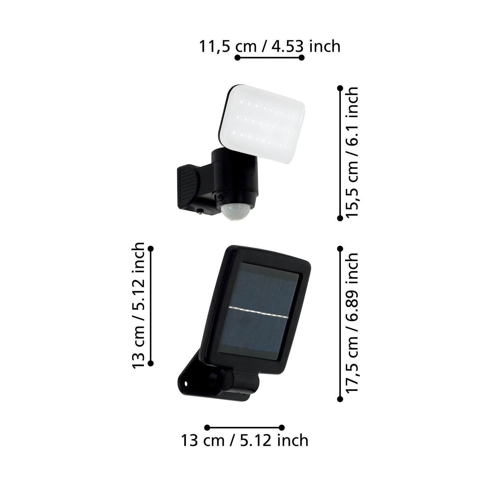 Detaljbilde av LED solcellevegglampe Casabas med bevegelsessensor IP44