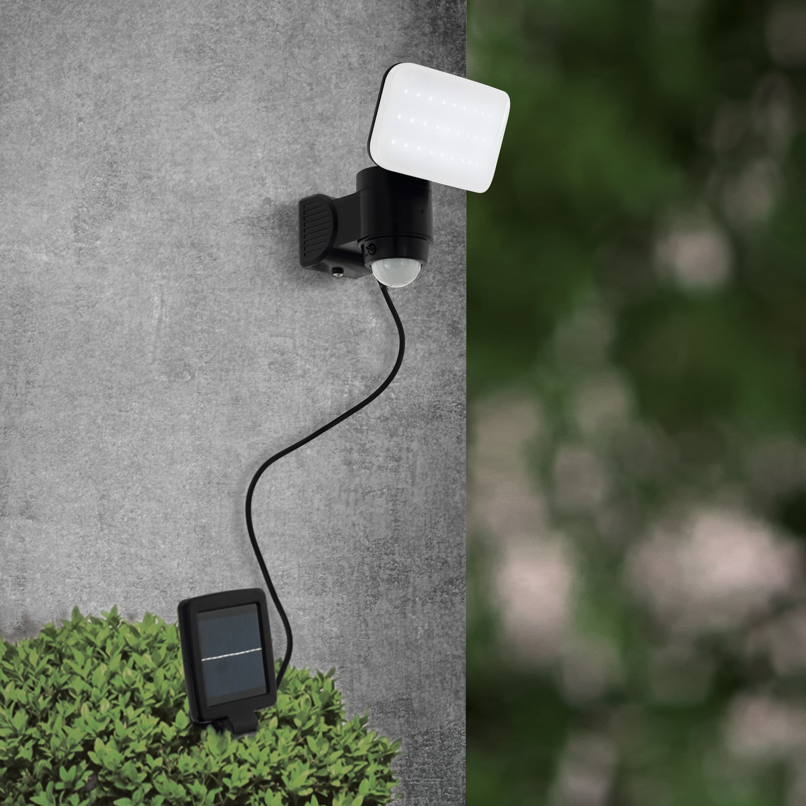 LED solcellevegglampe Casabas med bevegelsessensor IP44 forside