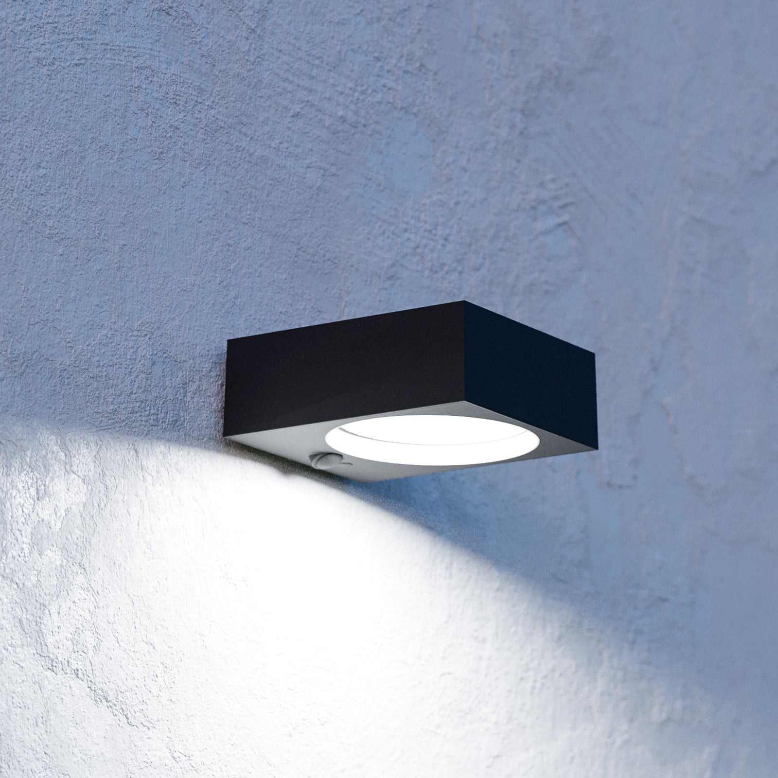LED solcellevegglampe Darfano dimbar med bevegelsessensor IP54 forfra