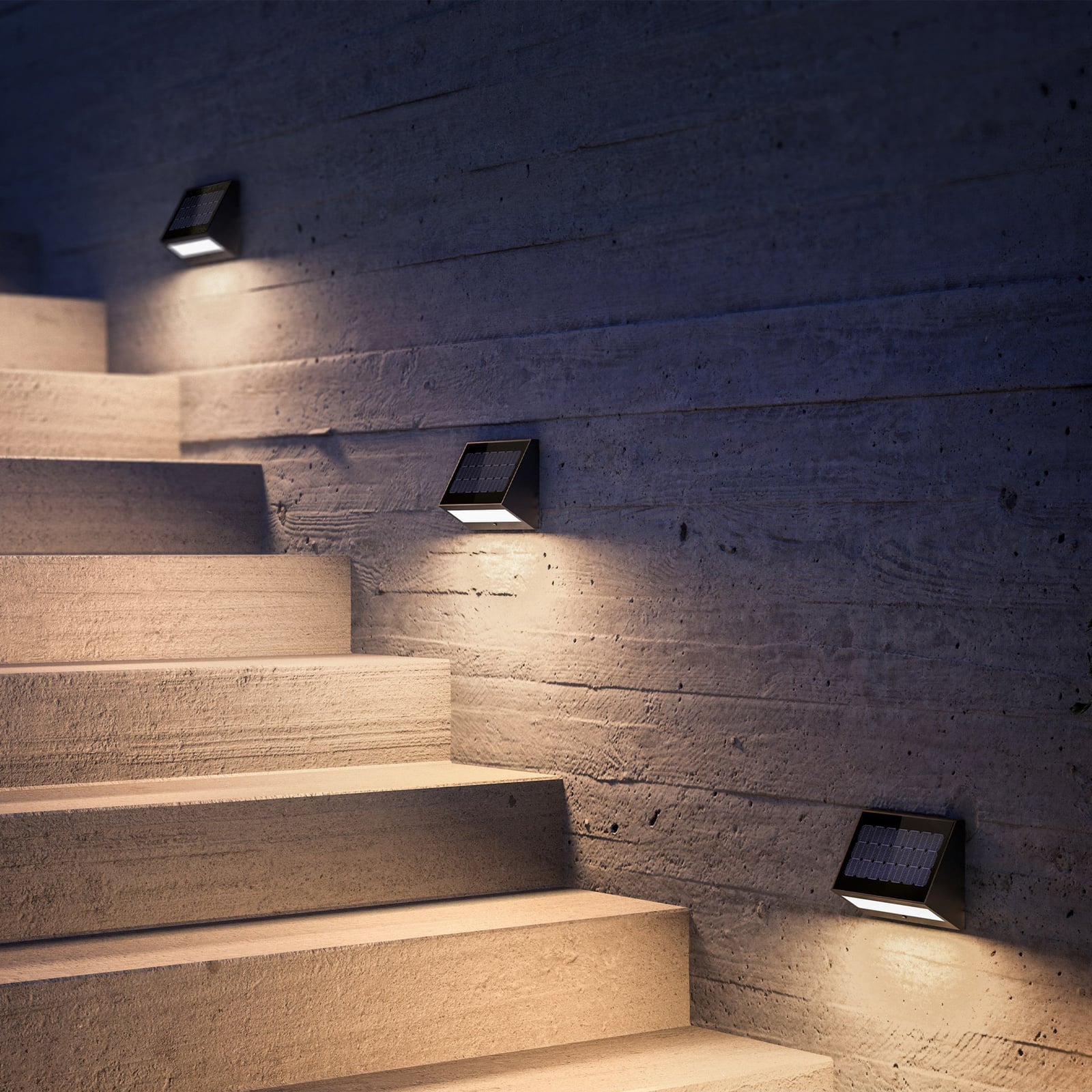 LED solcellevegglampe ECOSTEP antrasitt aluminium forfra