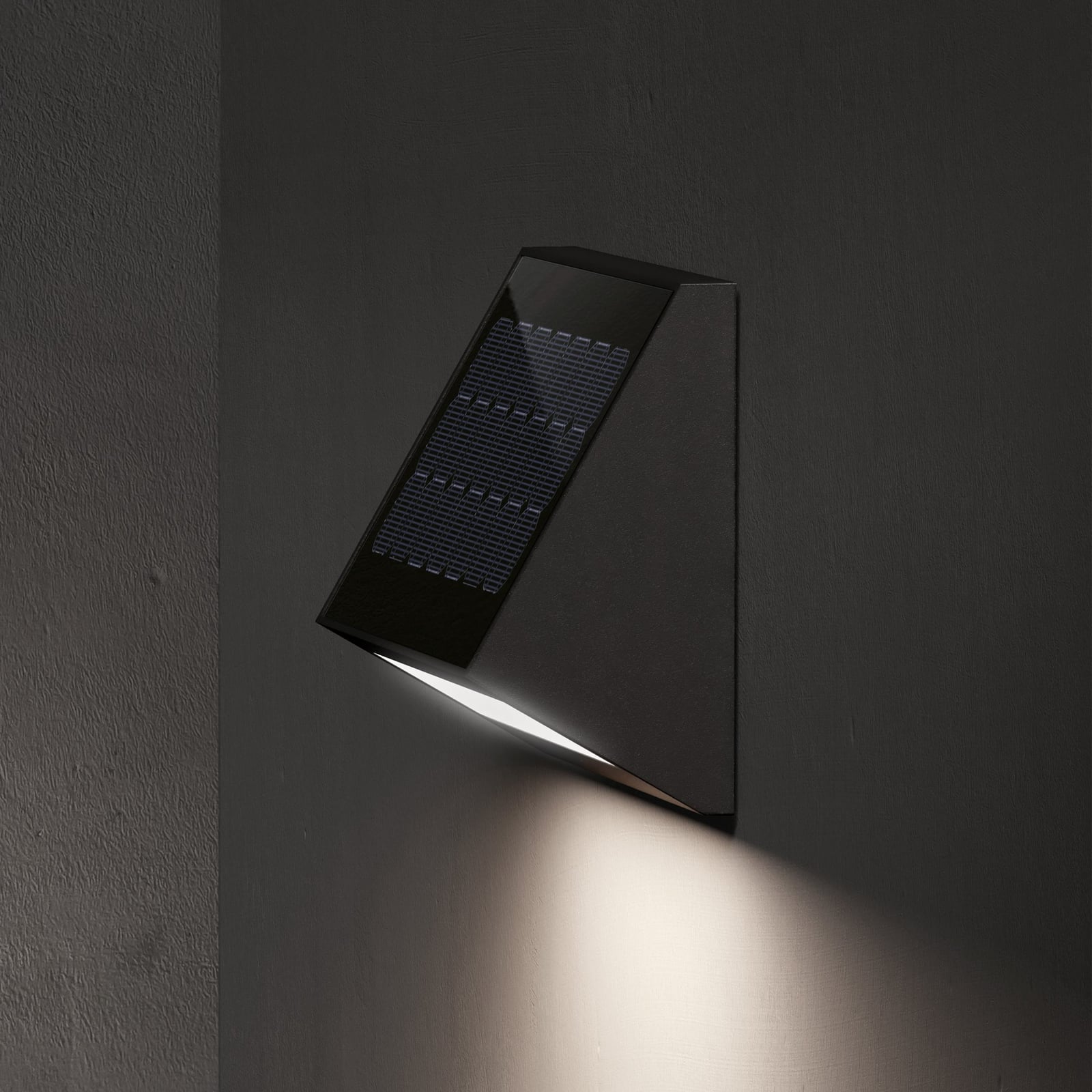 LED solcellevegglampe ECOSTEP antrasitt aluminium detalj