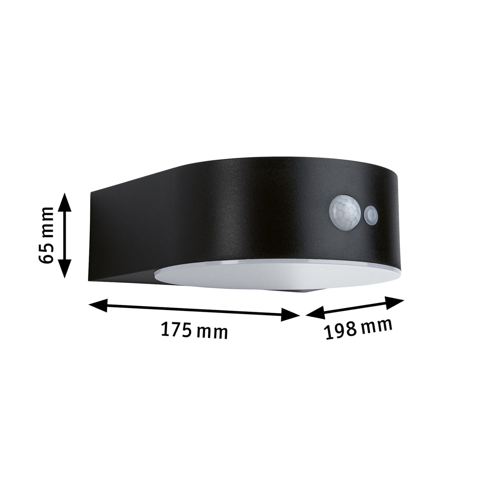 LED solcellevegglampe Eileen med bevegelsessensor IP44 lys i mørket