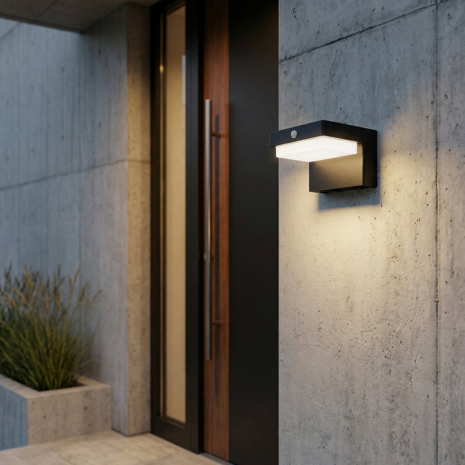 LED solcellevegglampe Eleazar med bevegelsessensor svart bakside