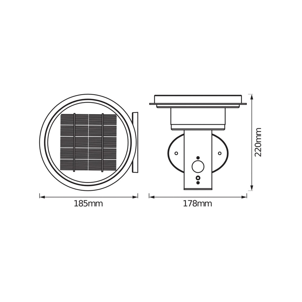 LED solcellevegglampe Endura Double Circle svart IP44 bakside