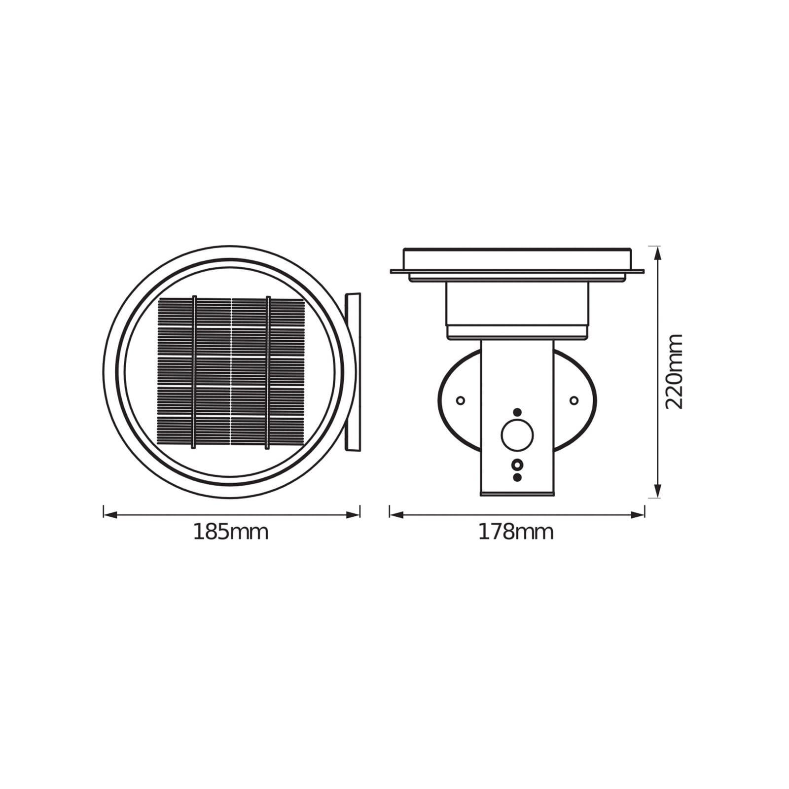 LED solcellevegglampe Endura Double Circle svart IP44 bakside
