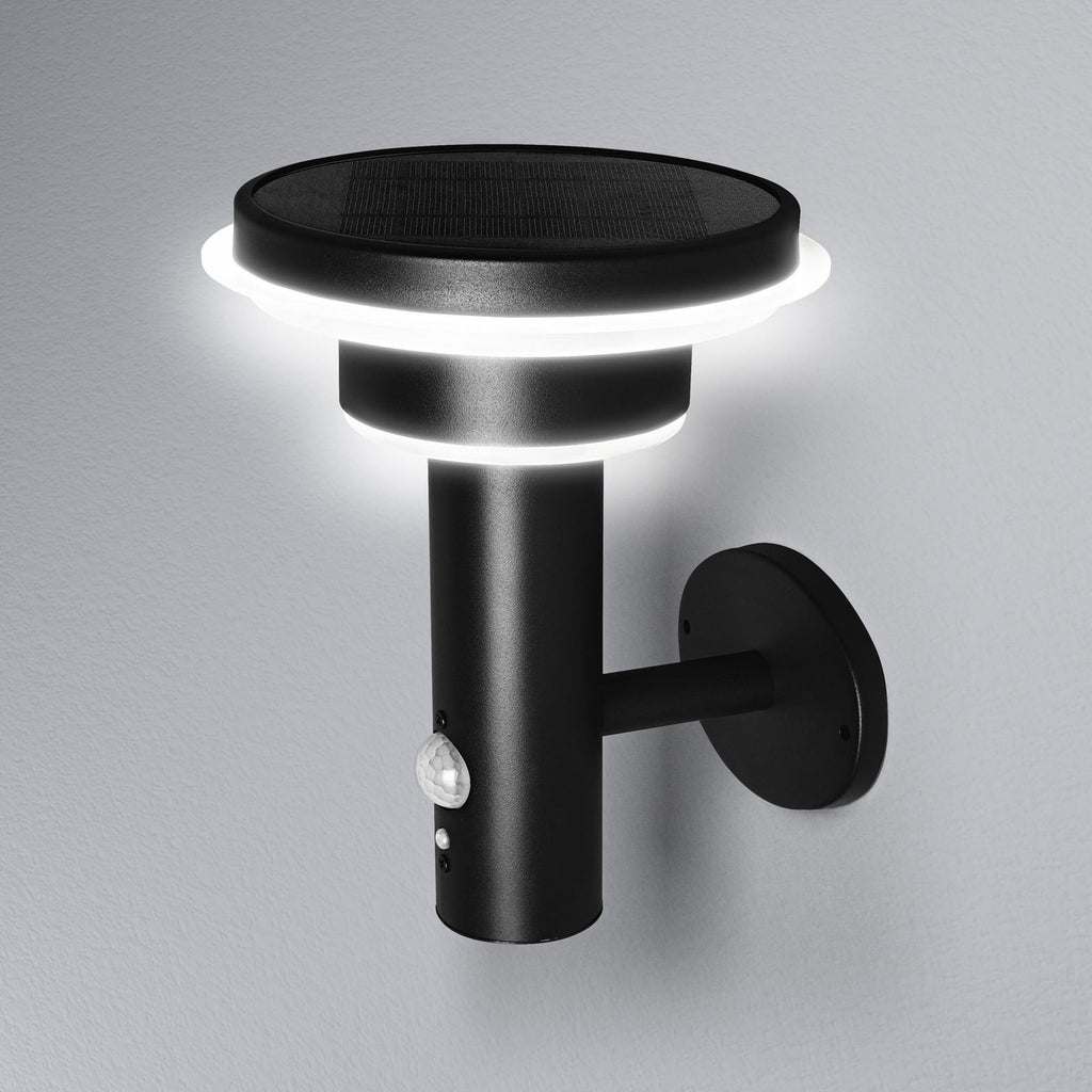 Montert LED solcellevegglampe Endura Double Circle svart IP44 utendørs
