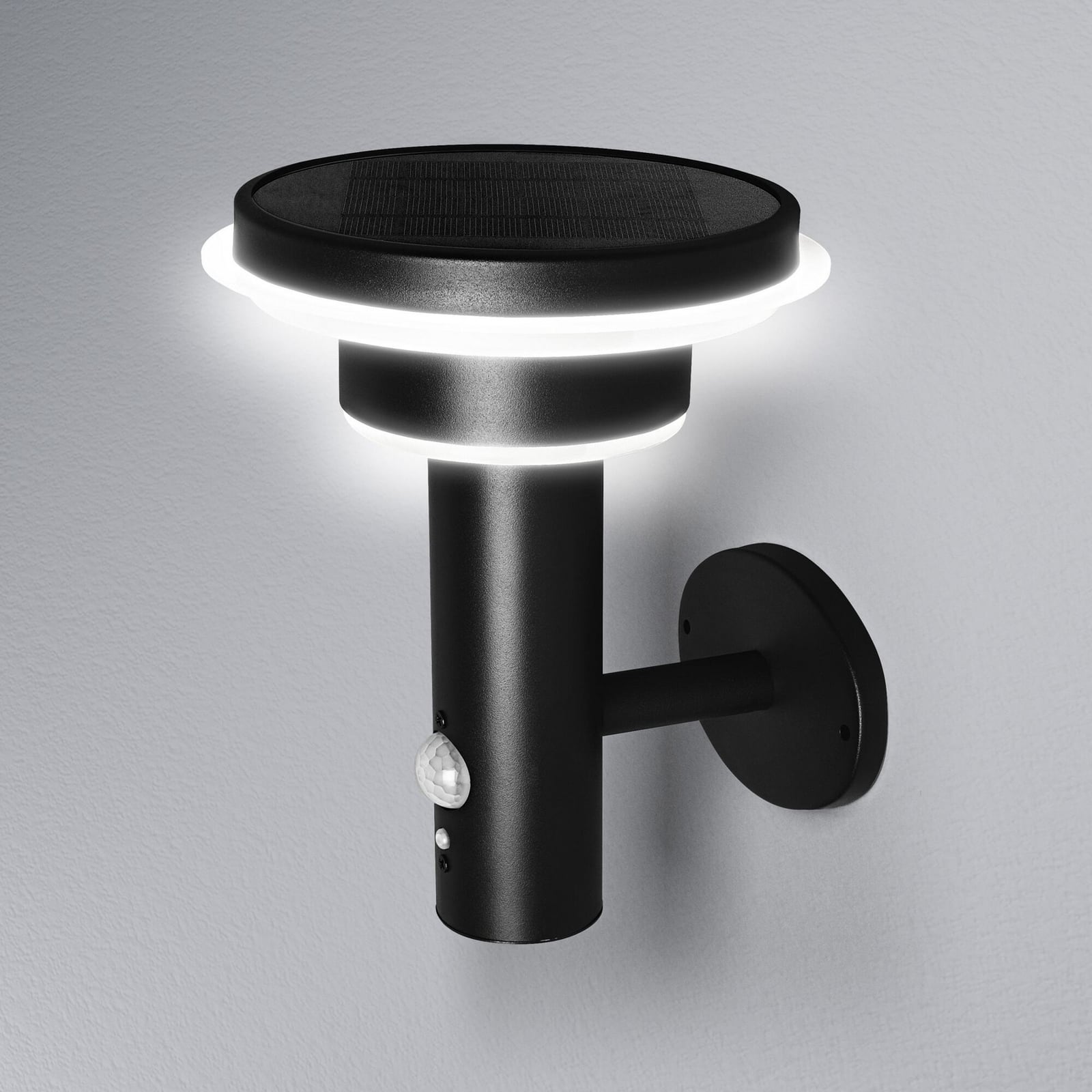 Montert LED solcellevegglampe Endura Double Circle svart IP44 utendørs