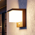 LED solcellevegglampe Frigento rustfarget sett forfra