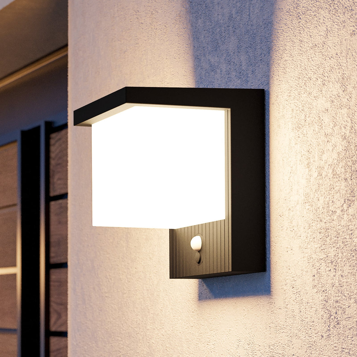 LED solcellevegglampe Frigento svart 15 cm sensor IP44 forfra
