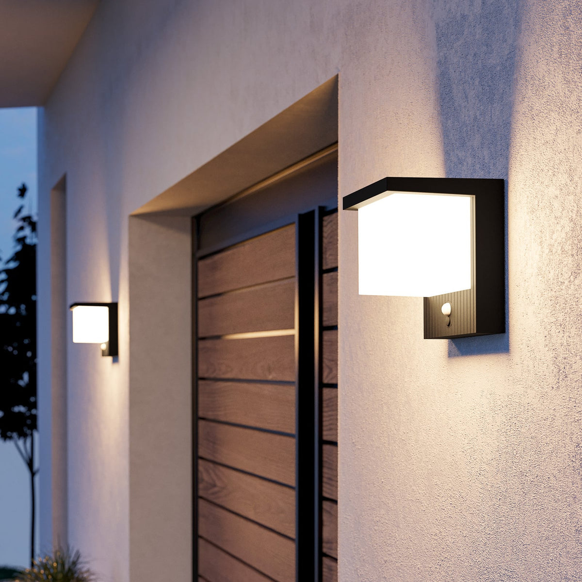 LED solcellevegglampe Frigento svart 15 cm sensor IP44 bakside