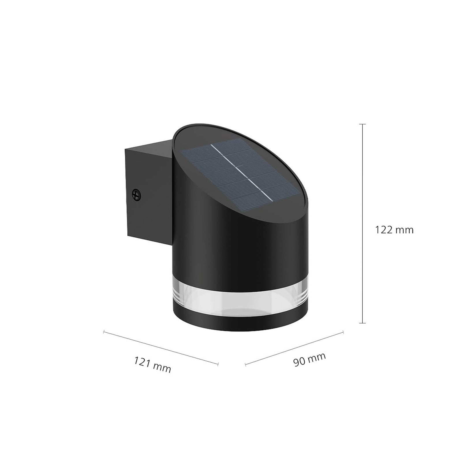 LED solcellevegglampe Fyve svart IP44 varmhvit bakside