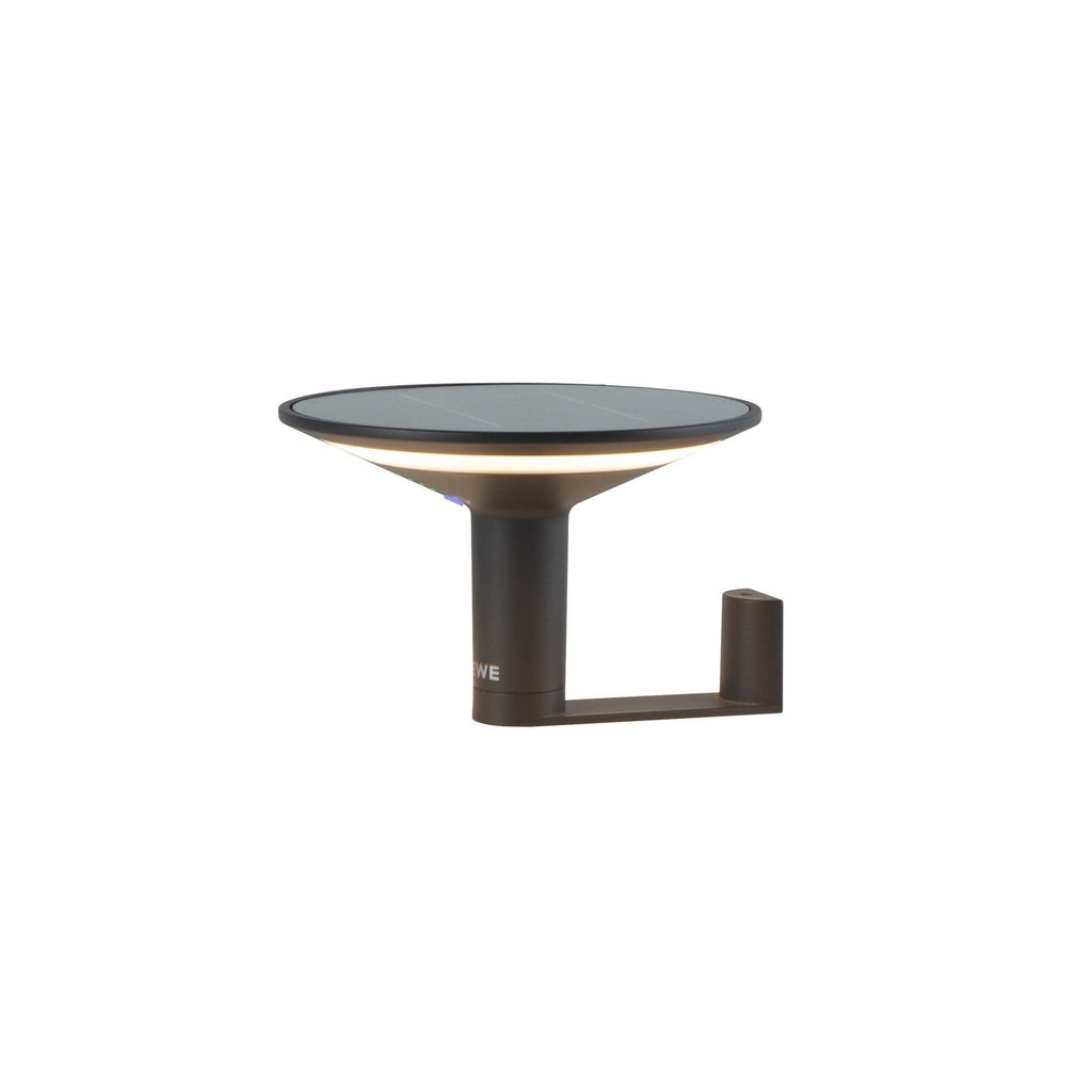 LED solcellevegglampe Keope rund aluminium bakside