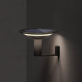 LED solcellevegglampe Keope rund aluminium front