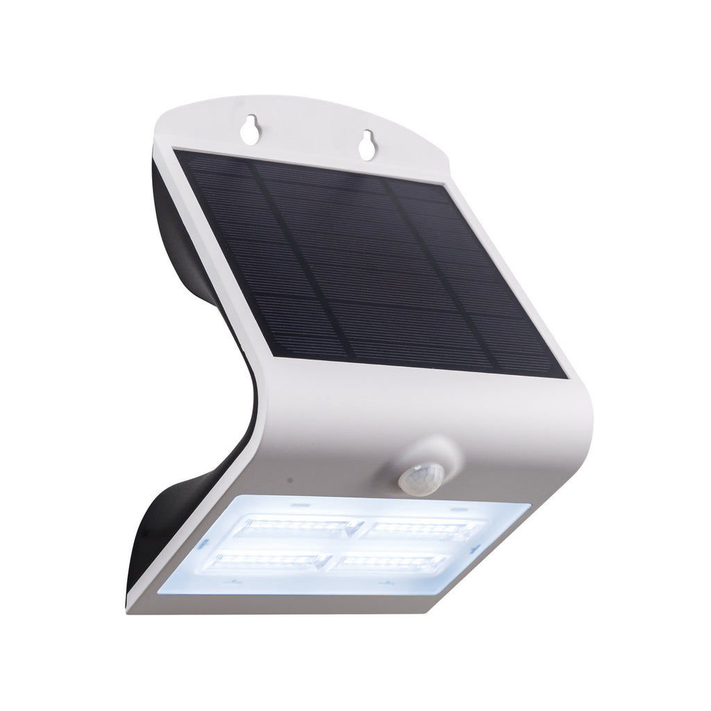 LED solcellevegglampe Lamozzo med bevegelsessensor hvit IP54 bakside