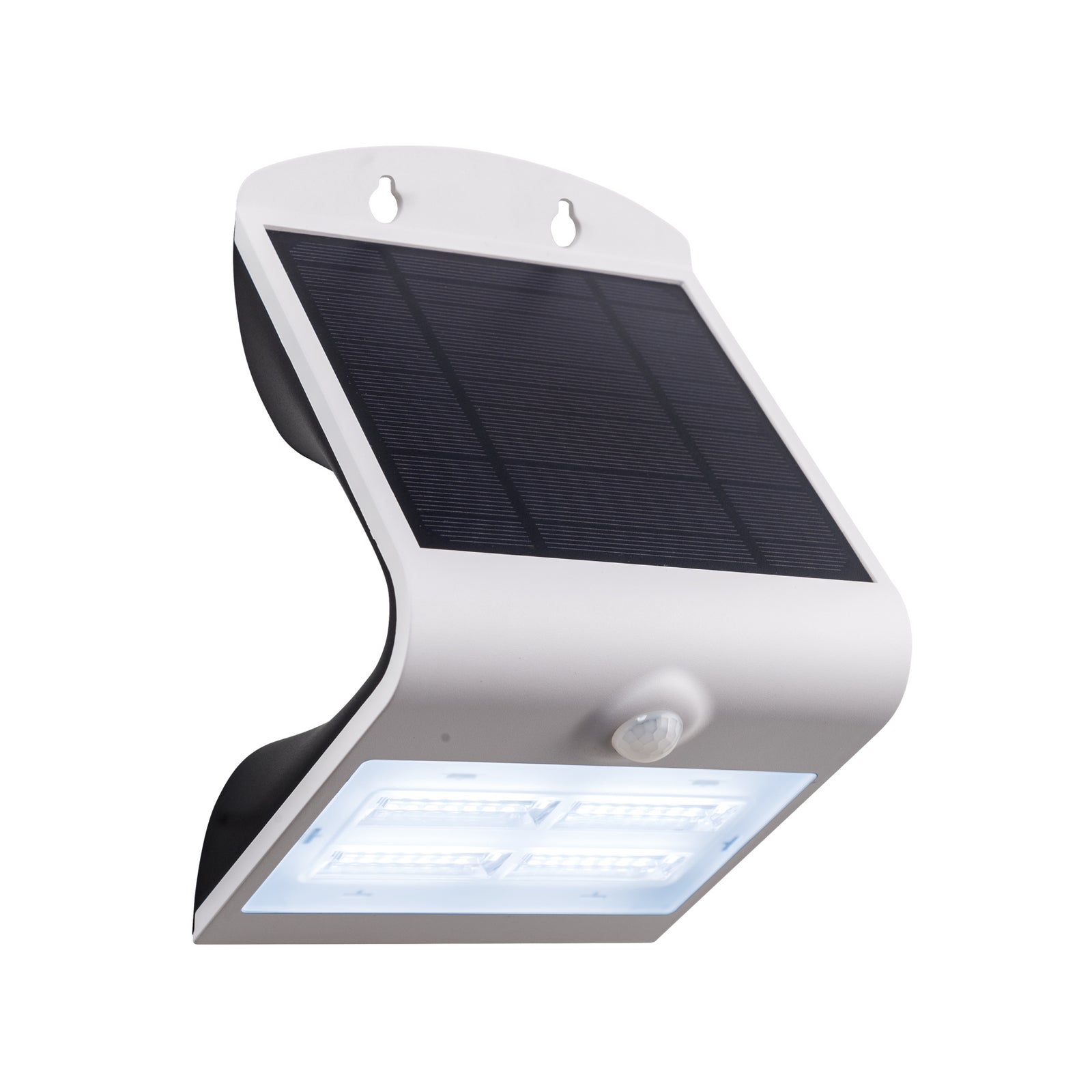 LED solcellevegglampe Lamozzo med bevegelsessensor hvit IP54 bakside