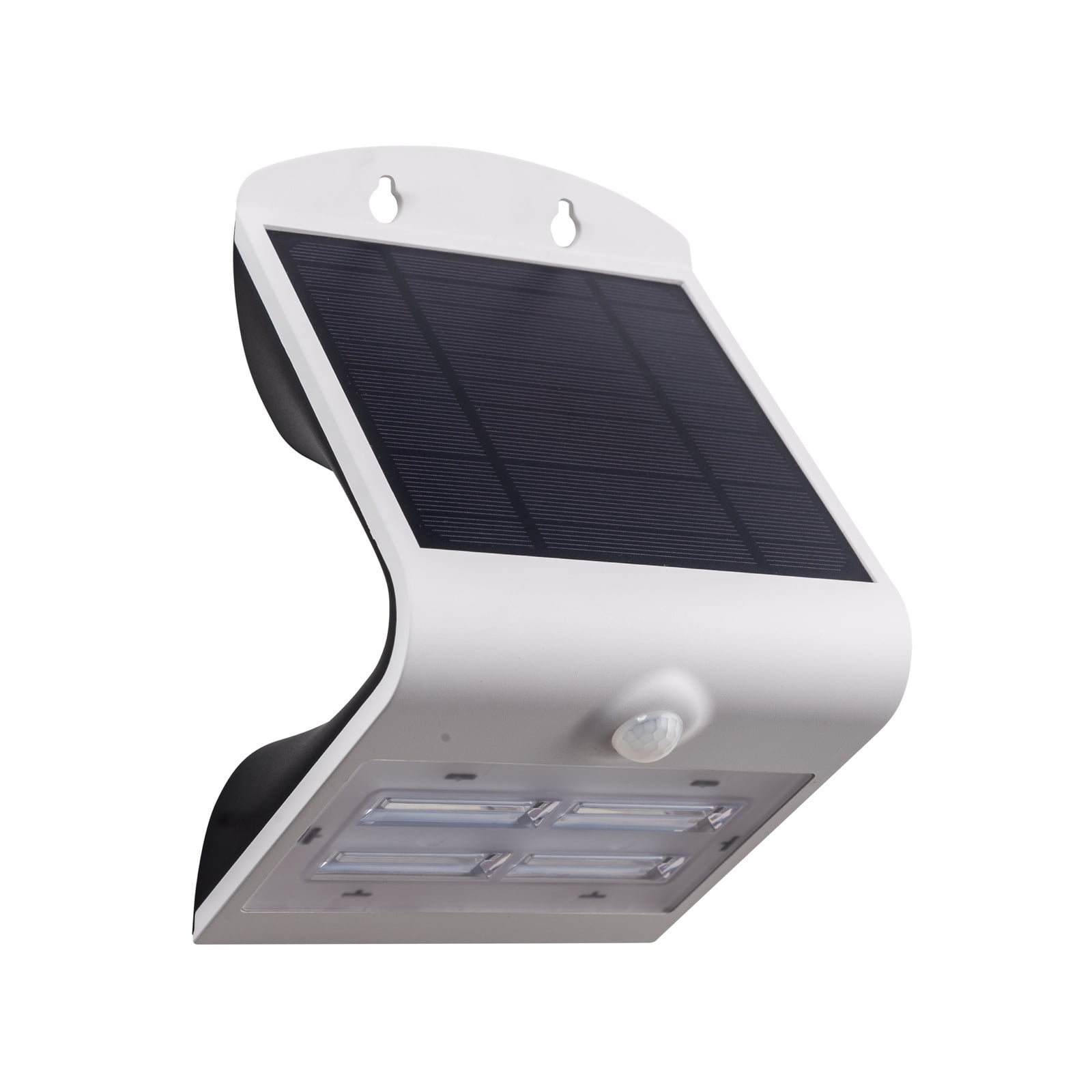 LED solcellevegglampe Lamozzo med bevegelsessensor hvit IP54 forside