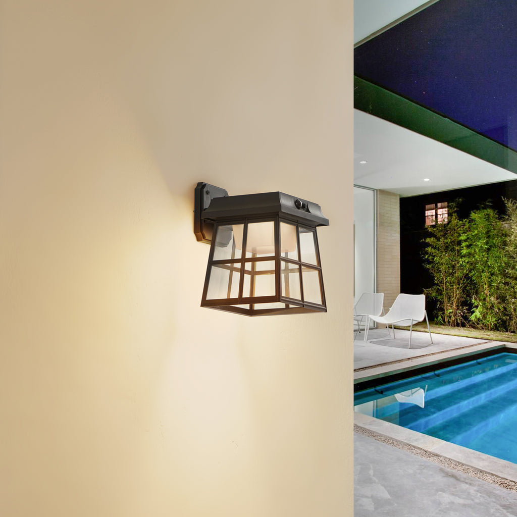 LED solcellevegglampe Latarka med bevegelsessensor svart bakside