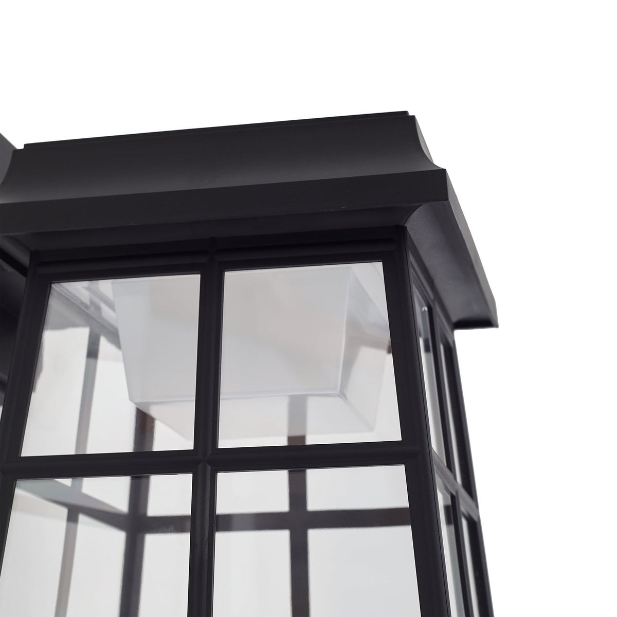 LED solcellevegglampe Latarka med bevegelsessensor svart detaljfoto