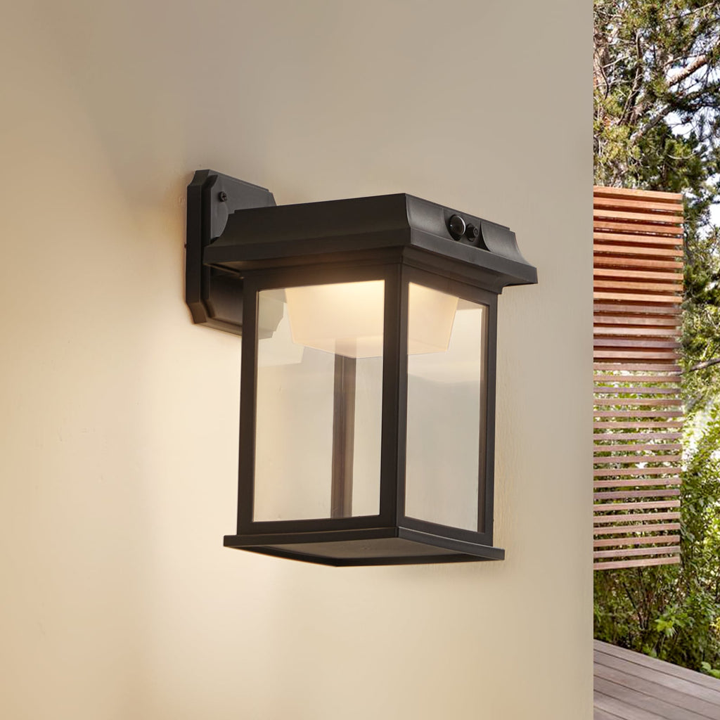 LED solcellevegglampe Latarka med bevegelsessensor svart forfra