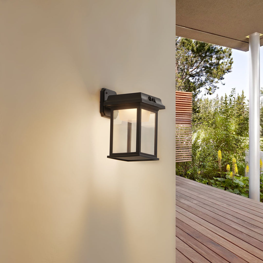 LED solcellevegglampe Latarka med bevegelsessensor svart bakside