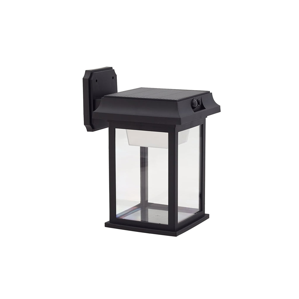 Montert LED solcellevegglampe Latarka med bevegelsessensor svart på vegg