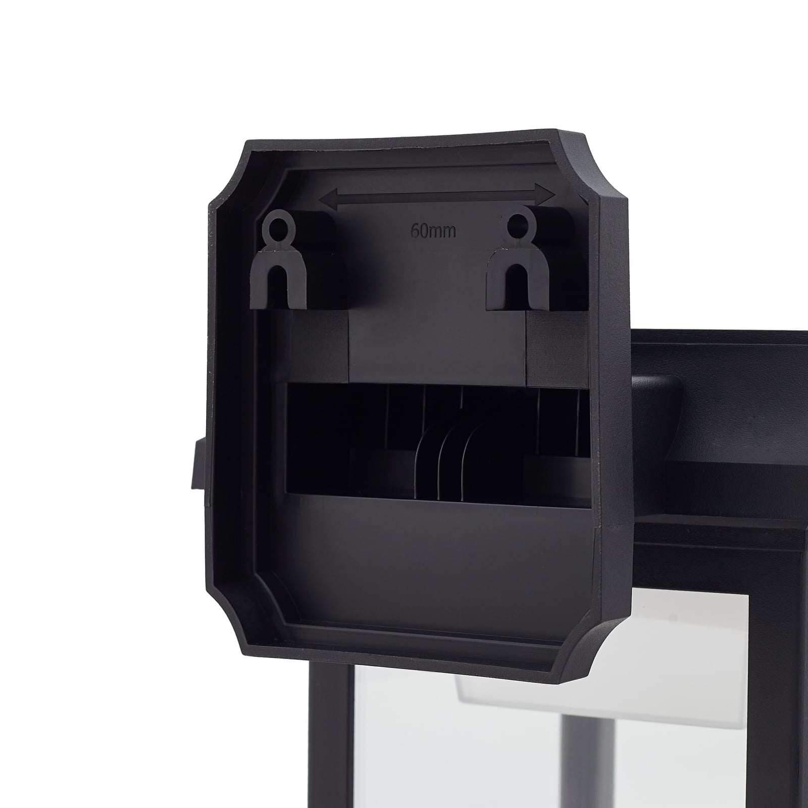 LED solcellevegglampe Latarka med bevegelsessensor svart detalj glass