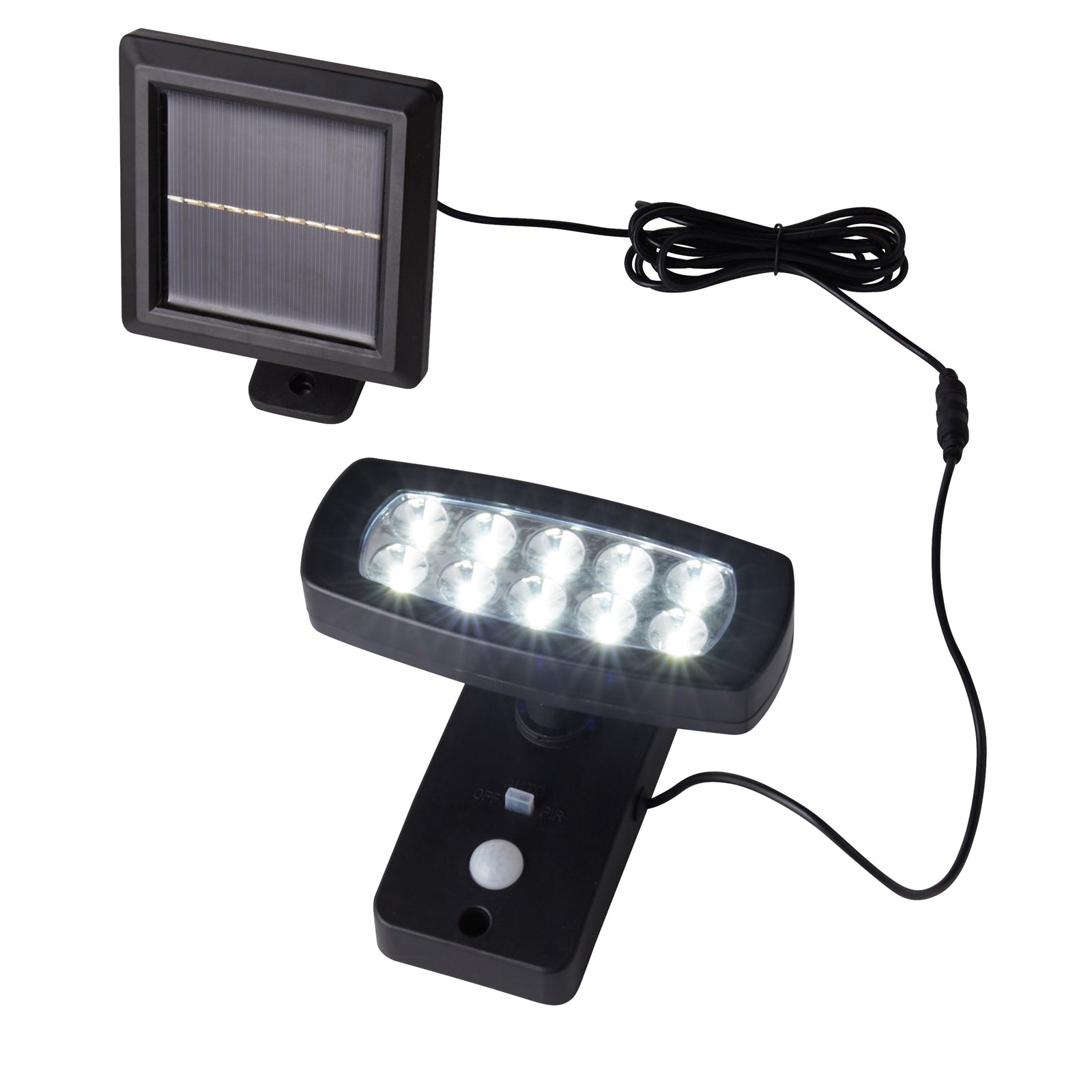 Detalj av LED solcellevegglampe med bevegelsessensor svart IP44 - Searchlight