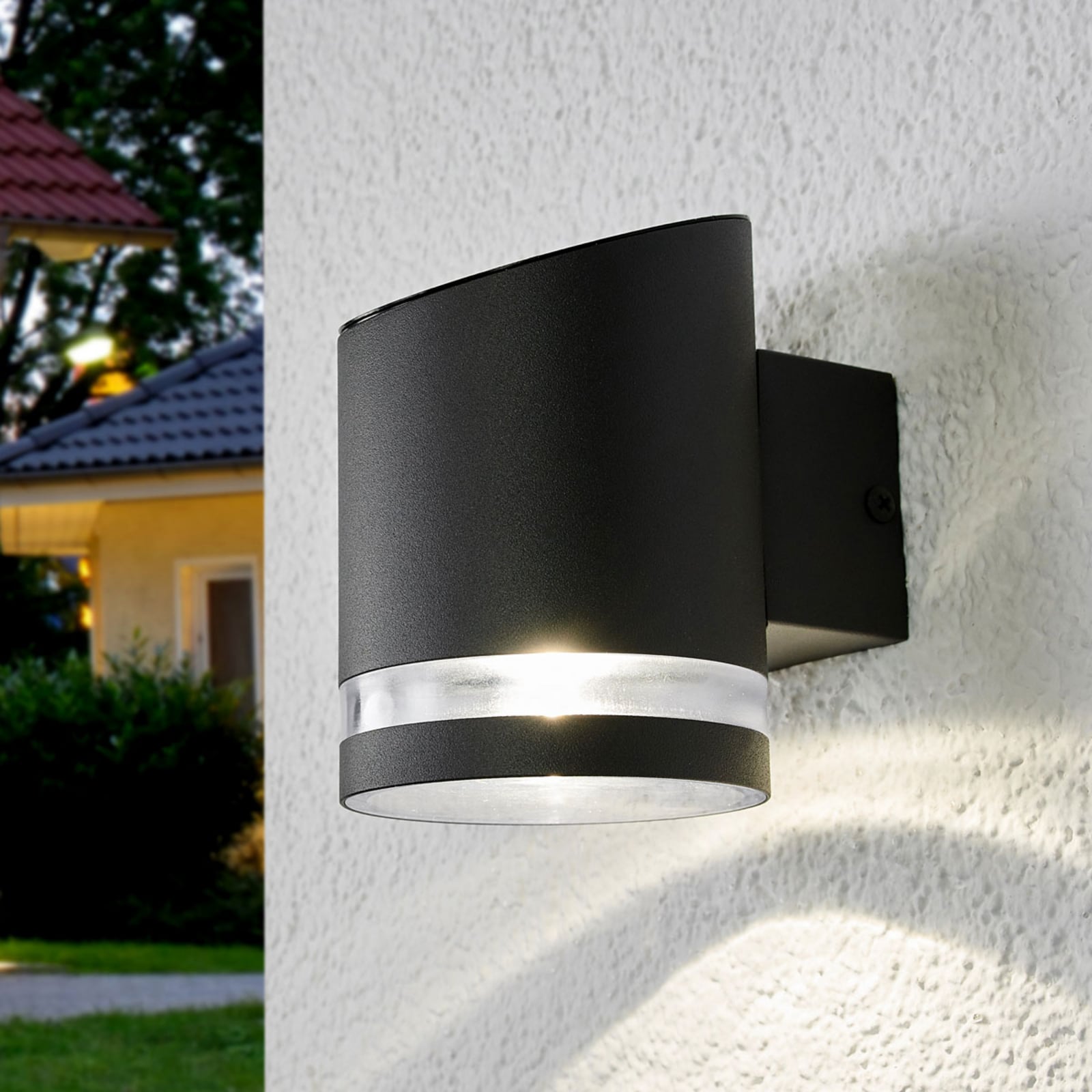 LED solcellevegglampe Melinda rustfritt stål grå IP44 forfra