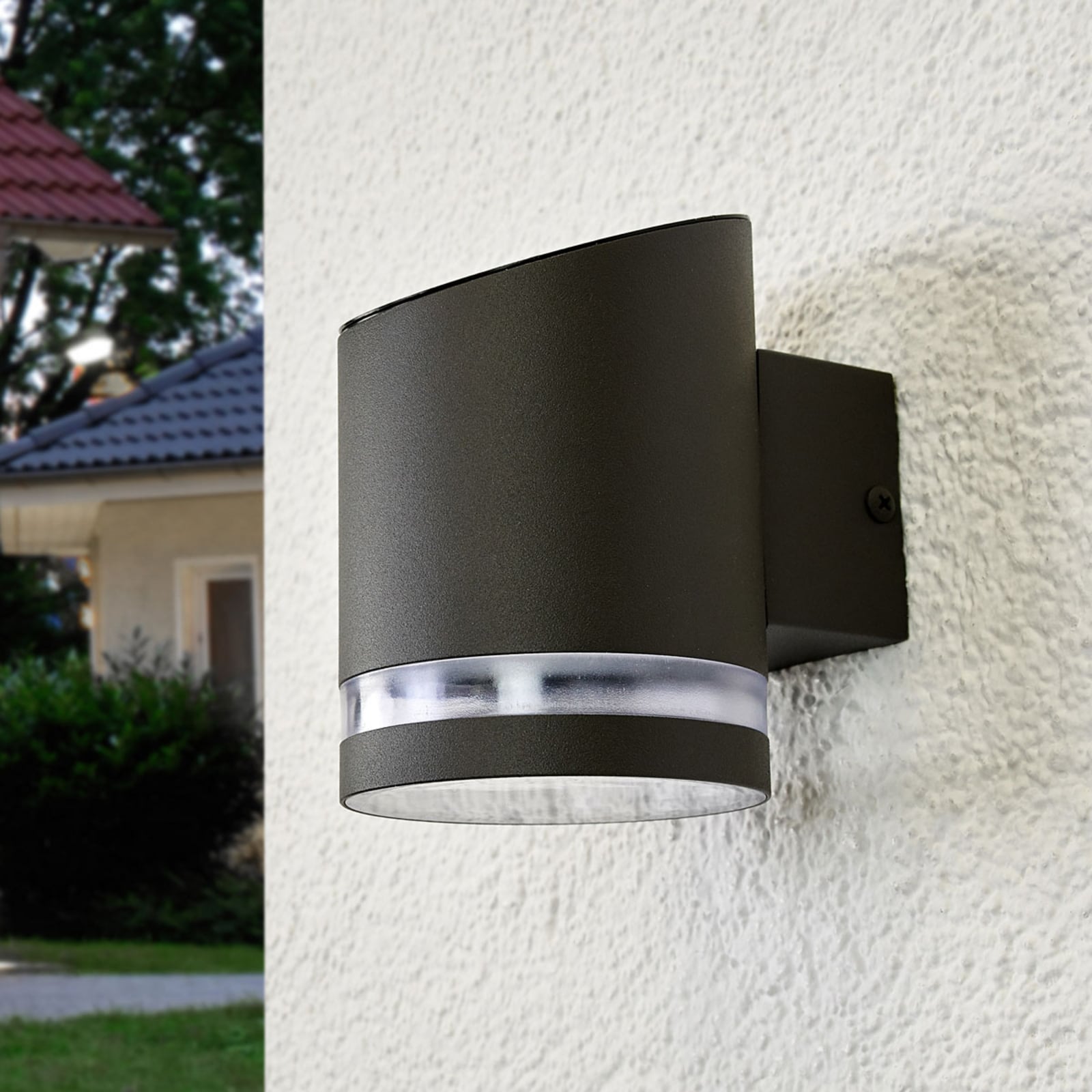 LED solcellevegglampe Melinda rustfritt stål grå IP44 bakside
