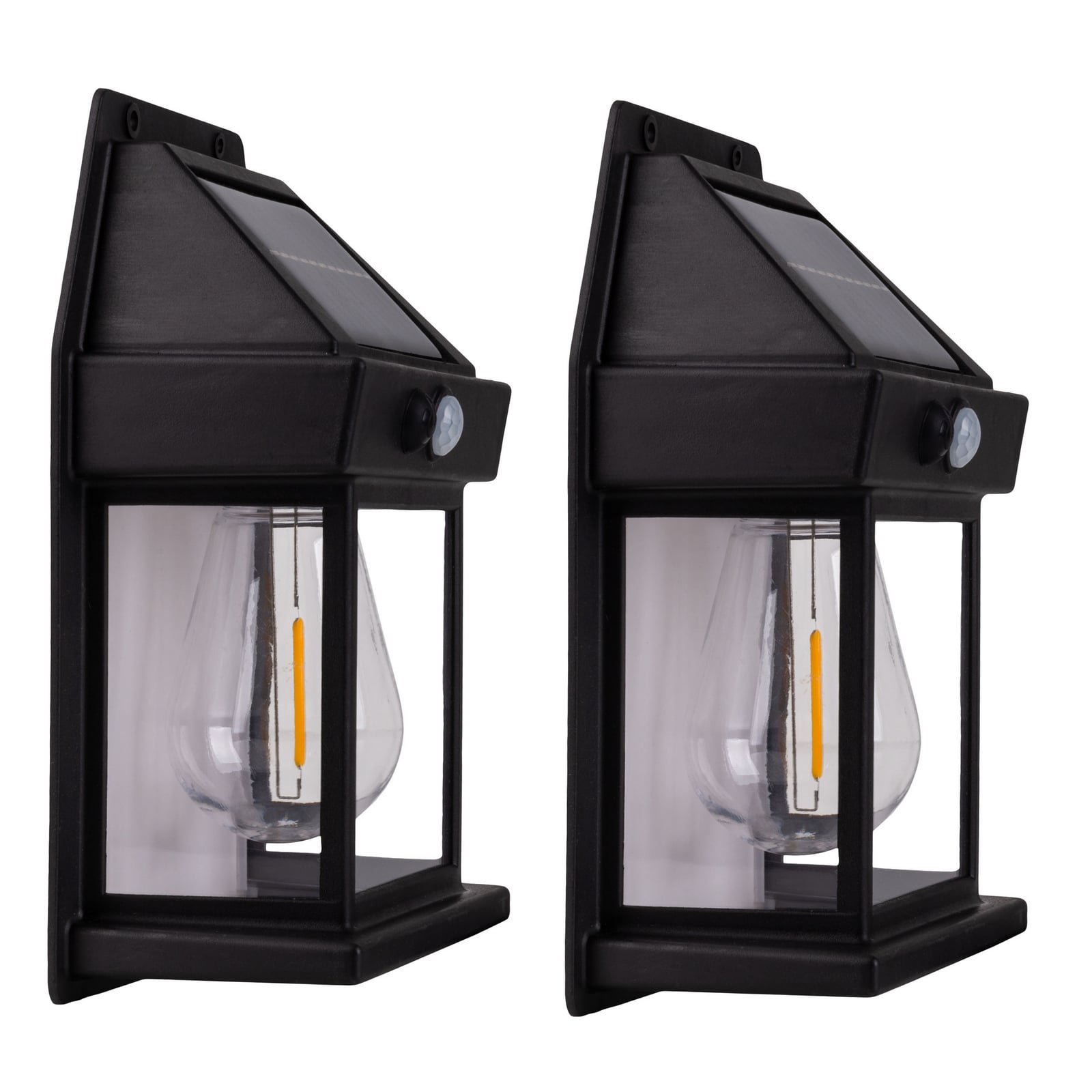 LED solcellevegglampe Mira med sensor svart bakside
