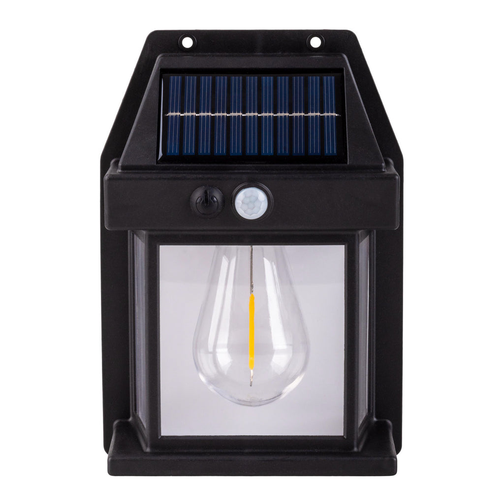 LED solcellevegglampe Mira med sensor svart montert ute