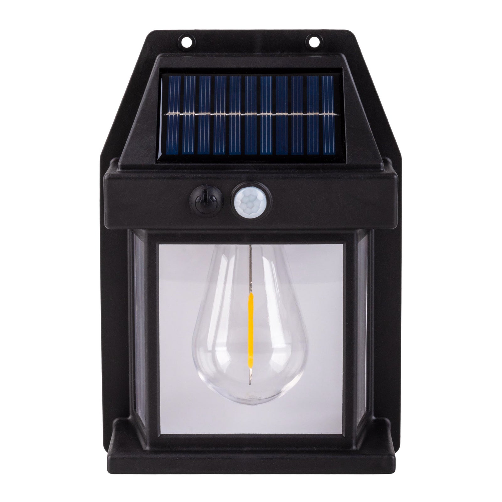LED solcellevegglampe Mira med sensor svart montert ute