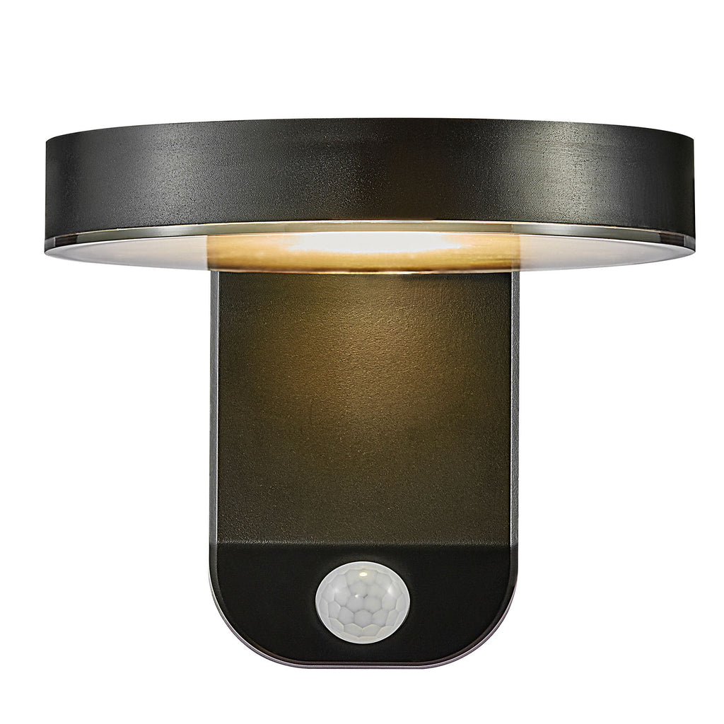 LED solcellevegglampe Rica Round montert på vegg